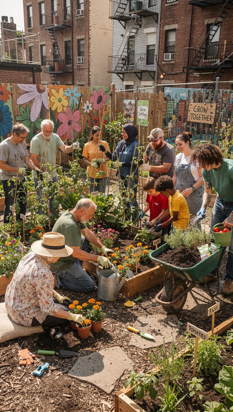 美しい庭の風景が広がる写真、色とりどりの花々が咲き誇る。
